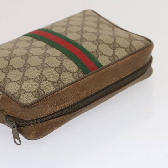 GUCCI GG Supreme Web Sherry Line Clutch Bag PVC Beige 89 01 012 Auth ac2794 - Picture 6 of 16